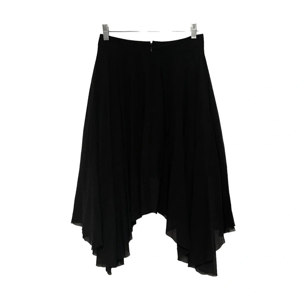 Topshop Black Asymmetric Sheer Lined High Waisted Skirt Size 4 - Picture 2 of 4